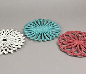 Set of 3 Cast Iron Floral Bloom Kitchen Décor Trivets Decorative Wall Hangings Geometric Patterns