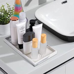 Bathroom Tray,Goporcelain Marble Tray for Bathroom Counter Decor Ceramic Perfume Organizer Vanity Tray for Dresser Jewelry Dish Key Plate Rectangle Marble Sink Trays Countertop Organizer White,Medium