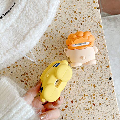 TOU-BEGUIN Wireless Earphone Case Compatible with Airpods Pro, Cute 3D Cartoon Animals Tiger Design Soft Silicone Full Body Protective Skin Cover Accessories with Hook