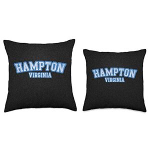 University and College Towns Co. Hampton Virginia Athletic Text Sport Style Throw Pillow, 16x16, Multicolor