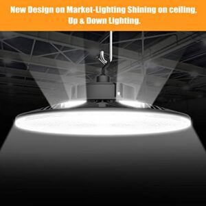 240W LED High Bay Lights 36000LM UFO Light(1000W HID/HPS Equiv)5000K Up&Down Lighting Dimmable UL/DLC Listed 6'Cable AC100-277V IP65 Commercial Warehouse Lighting Fixture for Workshop, Garage, Factory