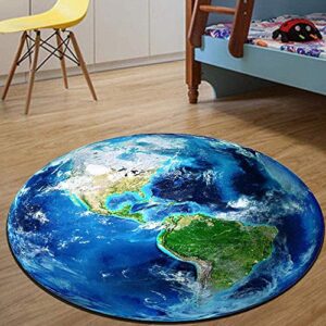 novelty pajamas area rugs colorful patterned floor mat for kids living playing room bedroom (31.4 inches dia, blue earth)