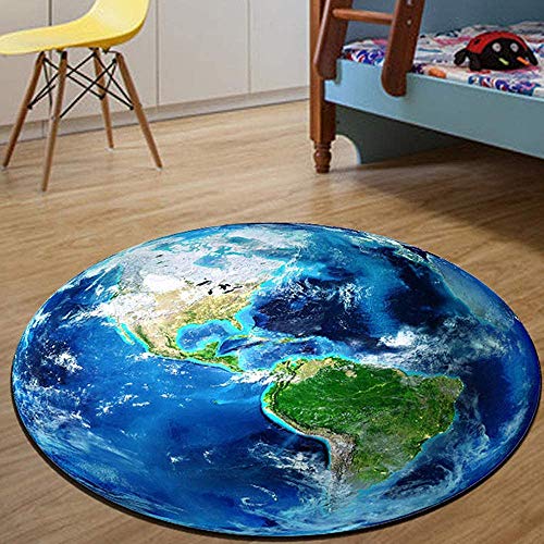 Novelty Pajamas Area Rugs Colorful Patterned Floor Mat for Kids Living Playing Room Bedroom (31.4 inches Dia, Blue Earth)