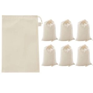 whitewrap reusable produce bags with drawstrings | 9"x12" medium |6-pack |eco friendly bags, food storage, natural cotton, biodegradable fabric bags, snack bags, cloth bags, gift bag for halloween