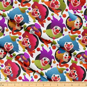 fabric by the yard [ 58" inches x 1 yard ] decorative fabric for sewing quilting apparel crafts home decor accents (colorful clowns wearing funny pattern)