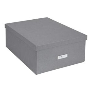 bigso katrin collapsible storage box | photo storage box with labelframe for easy identification | simple assembly without tools | decorative storage boxes with lids | 13.5″ x 17.6″ x 7.2″ | gray