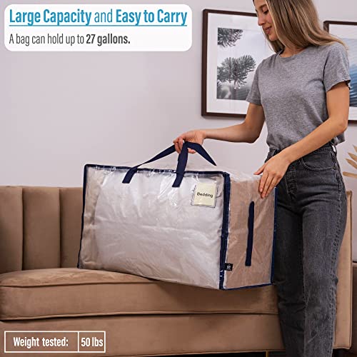 VENO 8 Pack Heavy Duty Oversized Storage Bag for Moving, College Dorm, Traveling, Camping, Christmas Decorations, Packing Supplies, Organizer Tote, Reusable and Sustainable (Clear, 8 Pack)