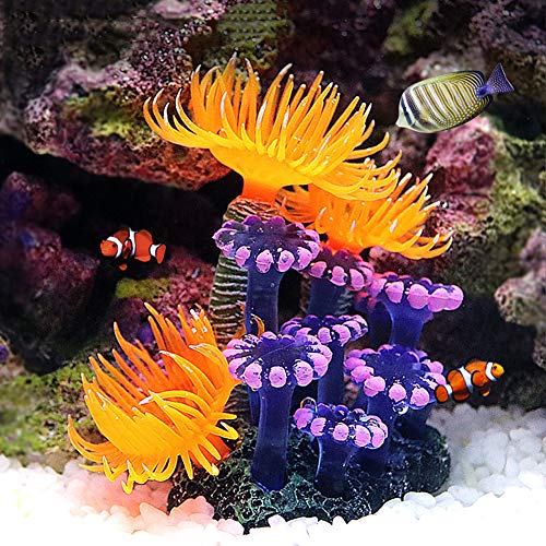 TOPINCN Artificial Coral, Simulation Plant Luminous Silicone Coral Sea Anemone for Fish Tank Landscape Decoration Aquarium Ornaments