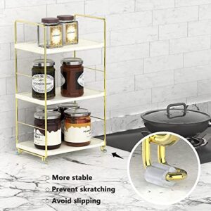 JANUS LiANG 3-Tier Bathroom Countertop Organizer - Vanity Tray Makeup Storage Holder Standing Shelf Freestanding Stackable Kitchen Spice Rack, Easy to Assemble, Plastic/Metal Gold