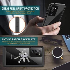 ANTSHARE for Samsung Galaxy Note 20 Ultra Case Waterproof,Built in Screen Protector Full-Body Protection Heavy Duty Shock-Proof Cover Waterproof Case for Galaxy Note 20 Ultra 6.9 inch 5G Black/Clear