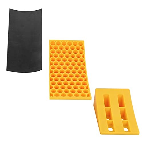 Dumble RV Leveling Blocks - 1 Camper Level Ramp - 1 RV Wheel Chock for Stability - Black Mat for Traction - 4-inch Lift