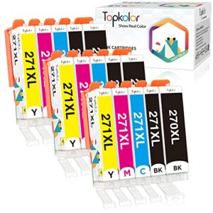 topkolor pgi-270xl cli-271xl compatible ink cartridge replacement for canon pgi 270 xl cli 271 xl, 15pack ink cartridges combo to use with mg6821 ts6020 ts8020 ts9020 printer,black,cyan,magenta,yellow