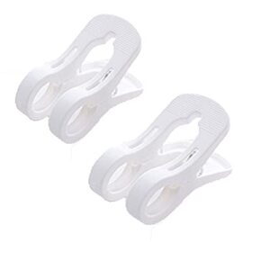 2pcs beach towel clips, large size windproof plastic clips, bathroom towel clips, quilt clamps clothes pegs for home pool chairs, laundry, sunbeds and sun loungers (white)