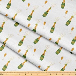fabric by the yard [ 58" inches x 1 yard ] decorative fabric for sewing quilting apparel crafts home decor accents (champagne bottles glasses pattern)