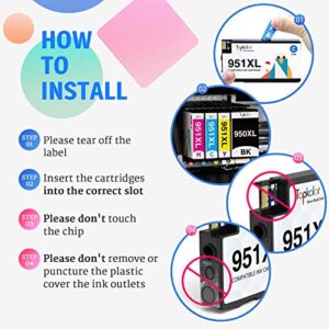 Topkolor 950XL 951XL Compatible Ink Cartridge Replacement for 950 951 XL,4Pack Ink Cartridges Combo for HP OfficeJet Pro 8600 8620 8625 8640 8100 8610 8630 276dw 251dw Series Printers, 5 Packs