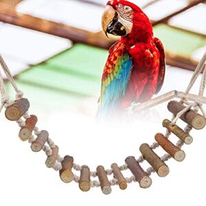 Wooden Bird Hanging Ladder, Parrot Natural Rope Wood Ladder with Rope Swing Bridge for Lovebirds Parakeets Parrots African Grey Cockatiel Pet Training Toys