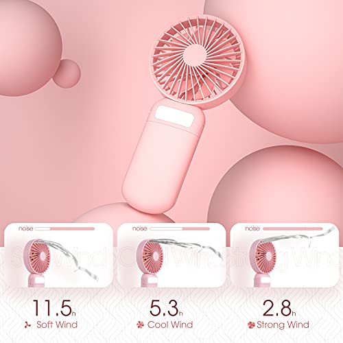 Mini Handheld Fan, Portable Fan Battery Operated, Small Personal Fan USB Rechargeable, 3 Speed Adjustable Hand Fan with Mirror & LED Fill Light, Makeup Eyelash Fan for Women Girls Travel Office