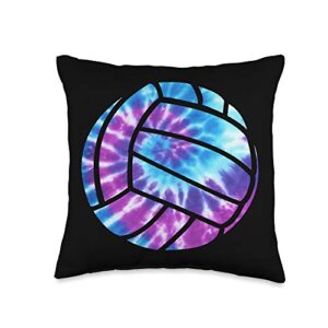 volleyball gear for teen boys & girls volleyball tie dye blue purple teenage girls perfect gift throw pillow, 16x16, multicolor