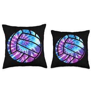 Volleyball Gear For Teen Boys & Girls Volleyball Tie Dye Blue Purple Teenage Girls Perfect Gift Throw Pillow, 16x16, Multicolor