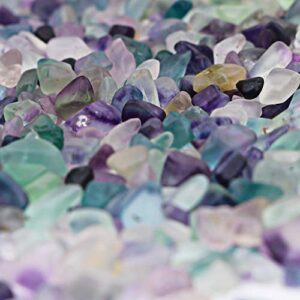 WYKOO Decorative Fluorite Tumbled Chips Stone, 1.1 Lb/500g Natural Crystal Pebbles Quartz Stones Irregular Shaped Aquarium Gravel for Fish Tank, Vase Fillers, Home Decoration (About 500 Gram)