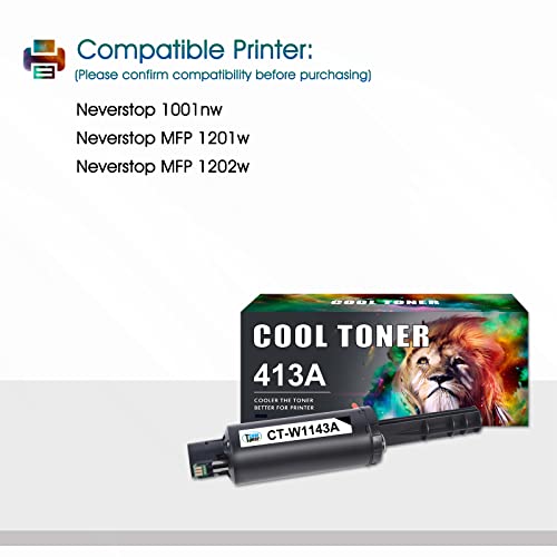 Cool Toner Compatible Toner Reload Kit Replacement for HP 143A W1143A 143AD W1143AD for HP Neverstop Laser MFP 1202w 1001nw MFP 1202nw 1201 Toner Printer (Black, 2-Pack)