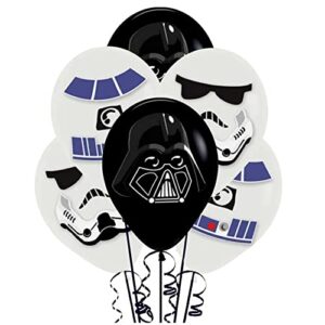 star wars latex balloons decorating kit - 12 inches - black and white - pack of 6