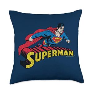 superman flying over throw pillow, 18x18, multicolor