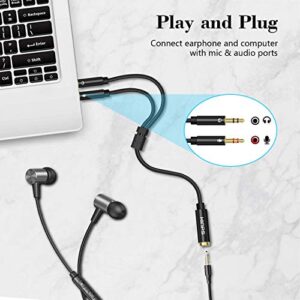 KINPS Headphone Splitter for Computer 3.5mm Female to Dual 3.5mm Male Headphone Mic Audio Y Splitter Cable Smartphone Headset to PC Adapter