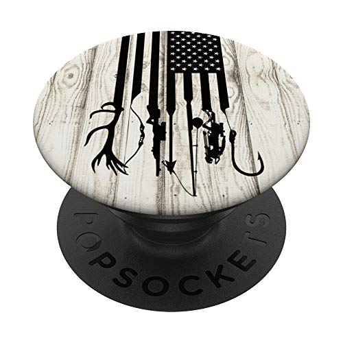 White Rustic Fishing And Hunting Gun Crossbow USA America PopSockets PopGrip: Swappable Grip for Phones & Tablets