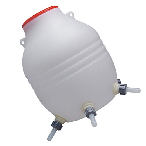 Cabilock Plastic White Water Feeder Bucket with Nipple for Cattle Horse Goat Sheep Dog Farm Animals Pet Livestock Water Dispenser Tool 30X48CM