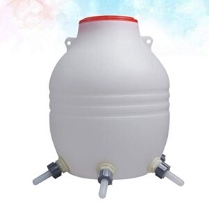 Cabilock Plastic White Water Feeder Bucket with Nipple for Cattle Horse Goat Sheep Dog Farm Animals Pet Livestock Water Dispenser Tool 30X48CM