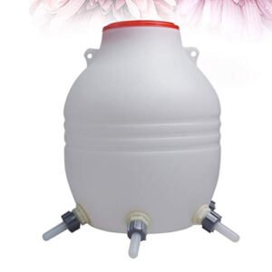 Cabilock Plastic White Water Feeder Bucket with Nipple for Cattle Horse Goat Sheep Dog Farm Animals Pet Livestock Water Dispenser Tool 30X48CM