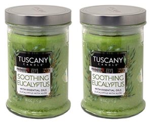tuscany candle 18oz scented candle, soothing eucalyptus 2-pack