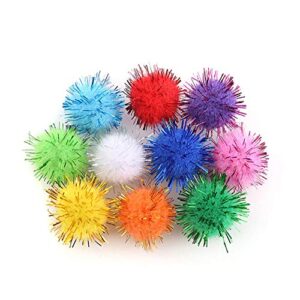 crmada cat toys balls sparkle pom pom fuzzy balls for cats 20 pack