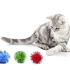 CRMADA Cat Toys Balls Sparkle Pom Pom Fuzzy Balls for Cats 20 Pack