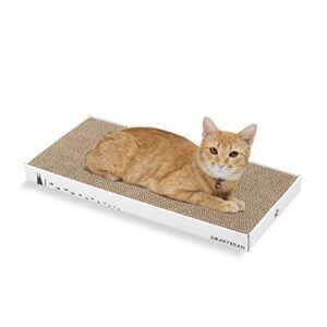 cardboard scratcher pad scratching post:smartbean cat scratch pad,cat scratching post with durable&high density cardboard, indoor toy for cat, double-sided design for double life (16.5x7.9x1.2 inches)