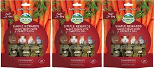 oxbow 3 pack of carrot and dill simple rewards small pet treats, 3 ounces each, with hay