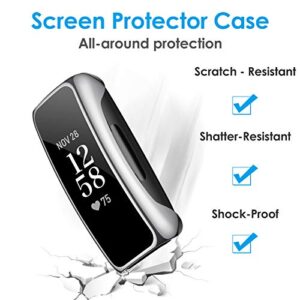 NANW 3-Pack Screen Protector Compatible with Fitbit Inspire 2 (Not for Inspire/Inspire HR), All-Around Protective PC Case Plated Anti-Scratch Cover Rugged Bumper Shell for Inspire 2 Smartwatch