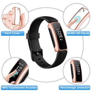 NANW 3-Pack Screen Protector Compatible with Fitbit Inspire 2 (Not for Inspire/Inspire HR), All-Around Protective PC Case Plated Anti-Scratch Cover Rugged Bumper Shell for Inspire 2 Smartwatch