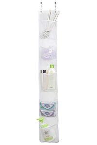 alyer hanging storage shower caddy organizer,mesh pockets for bathroom,closet,pantry (white)