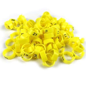 srrpspigeon pigeon ring bird leg bands foot ring leg ring multi-color numbered 1-100 8mm racing parrot chicks duck clip rings band (yellow)