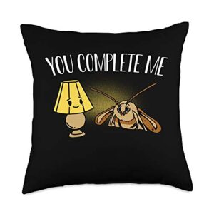 moth meme funny gifts you complete me moth meme mole lamp gift throw pillow, 18x18, multicolor