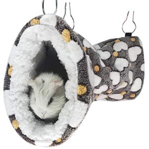 leftstarer guinea pig accessories sugar glider cage accessories hamster rat toys ferret hammock hanging tunnel for small animals （heart-brown）