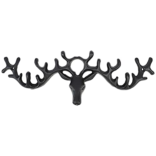 30GO Rustic Antler Key Hooks with Screws, Heavy Duty Coat Hooks for Wall, Decorative Towel Hooks, Large Cast Iron Hooks for Home Decor, Bathroom, Entryway