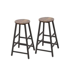 coral flower bar stools set of 2, rustic brown bar stool, 27.7" pub dining height stools bistro vintage table chairs