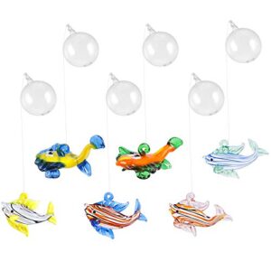 Baluue Floating Fish Tank Decorations - 6pcs Aquarium Float Ball Decoration Fish Tank Blown Glass Fish Figurine Floating Aquarium Accessories