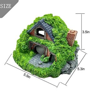 Tfwadmx Aquarium Decoration Hobbit House Resin Betta Hideout Cave Reptile Hiding Hollow Hole Shelter Fish Tank Hut Ornaments Rockery Landscaping Accessories(3 Pcs)