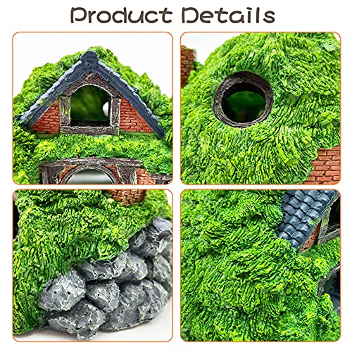 Tfwadmx Aquarium Decoration Hobbit House Resin Betta Hideout Cave Reptile Hiding Hollow Hole Shelter Fish Tank Hut Ornaments Rockery Landscaping Accessories(3 Pcs)