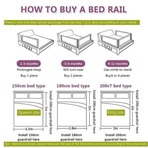 U/D Bed Rails for Toddlers - Extra Long and Tall Specially Designed for Twin, Full, Queen, King (59in(150cm))-1side…