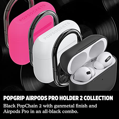 PopSockets PopGrip AirPods Pro Holder + PopChain 2: Swappable Grip and AirPods Holder for Phones and Tablets - Black